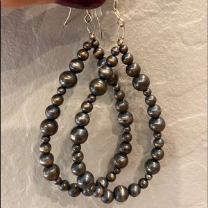 Oxidized silver tear drop earrings Sundance style